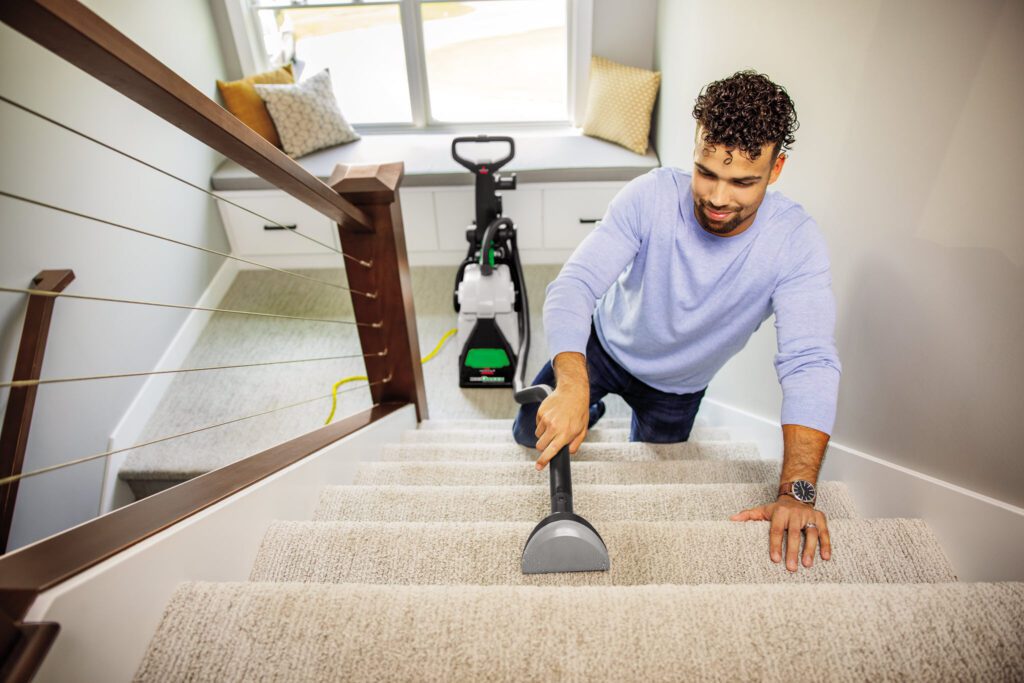 Big Green cleaning stairs