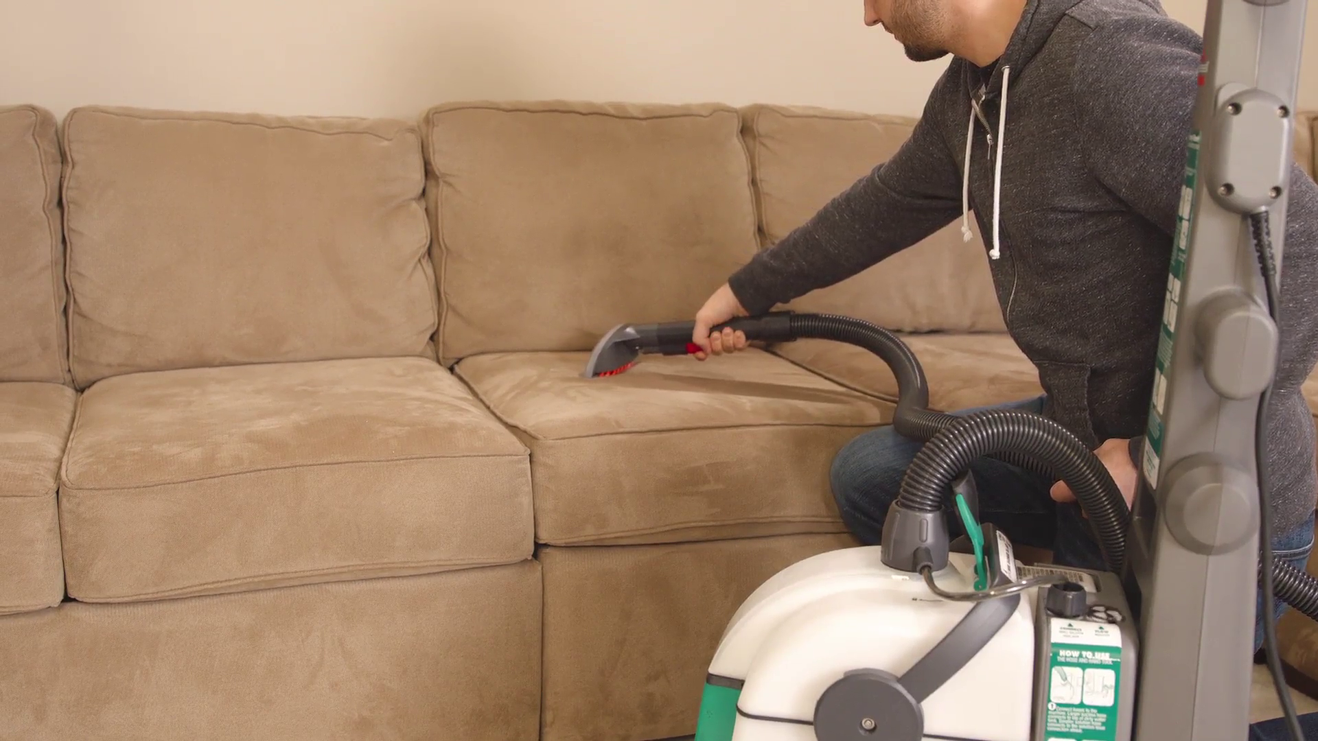 cleaning fabric couch with a deep carpet cleaner