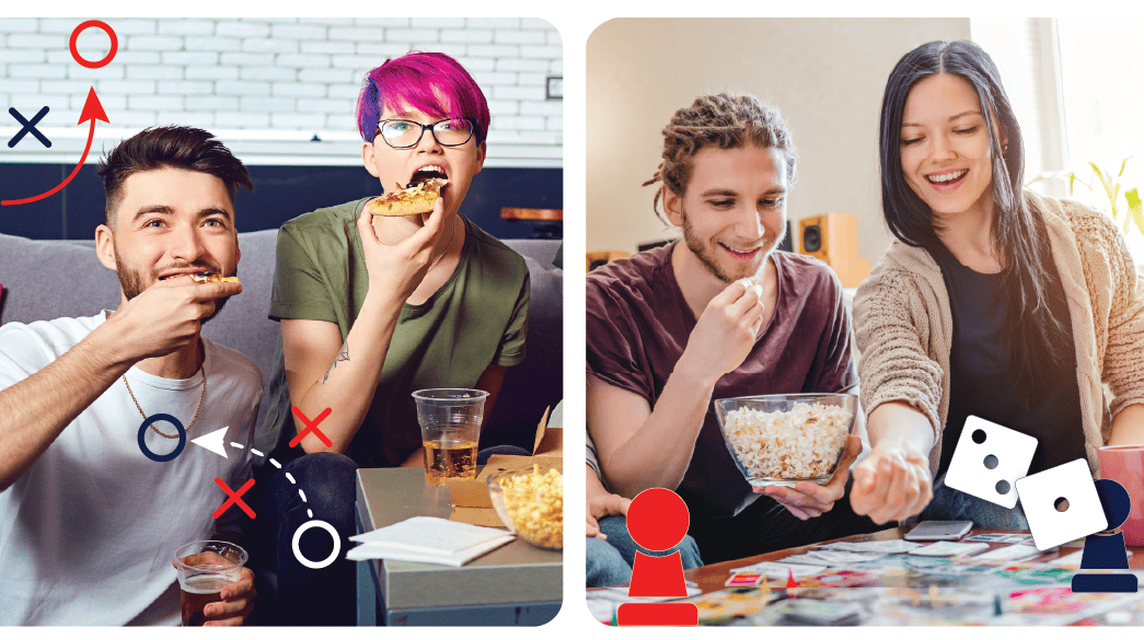 People eating snacks during game night